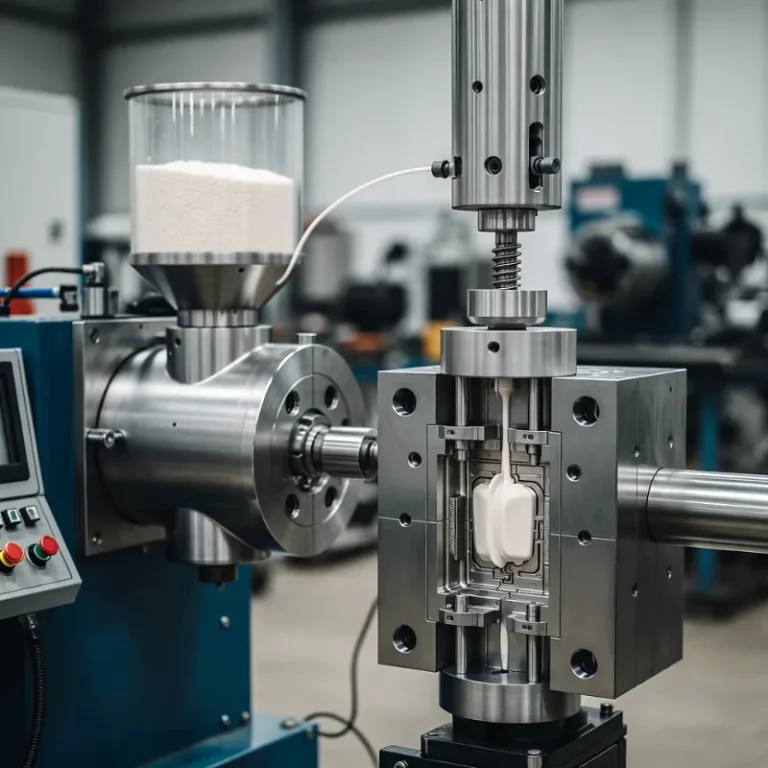 Introduction to Ceramic Injection Molding showing the ceramic injection molding process in an industrial manufacturing environment