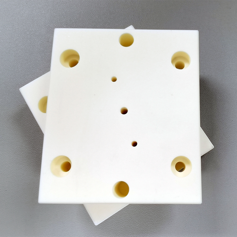 Machined alumina square ceramic components with precision holes